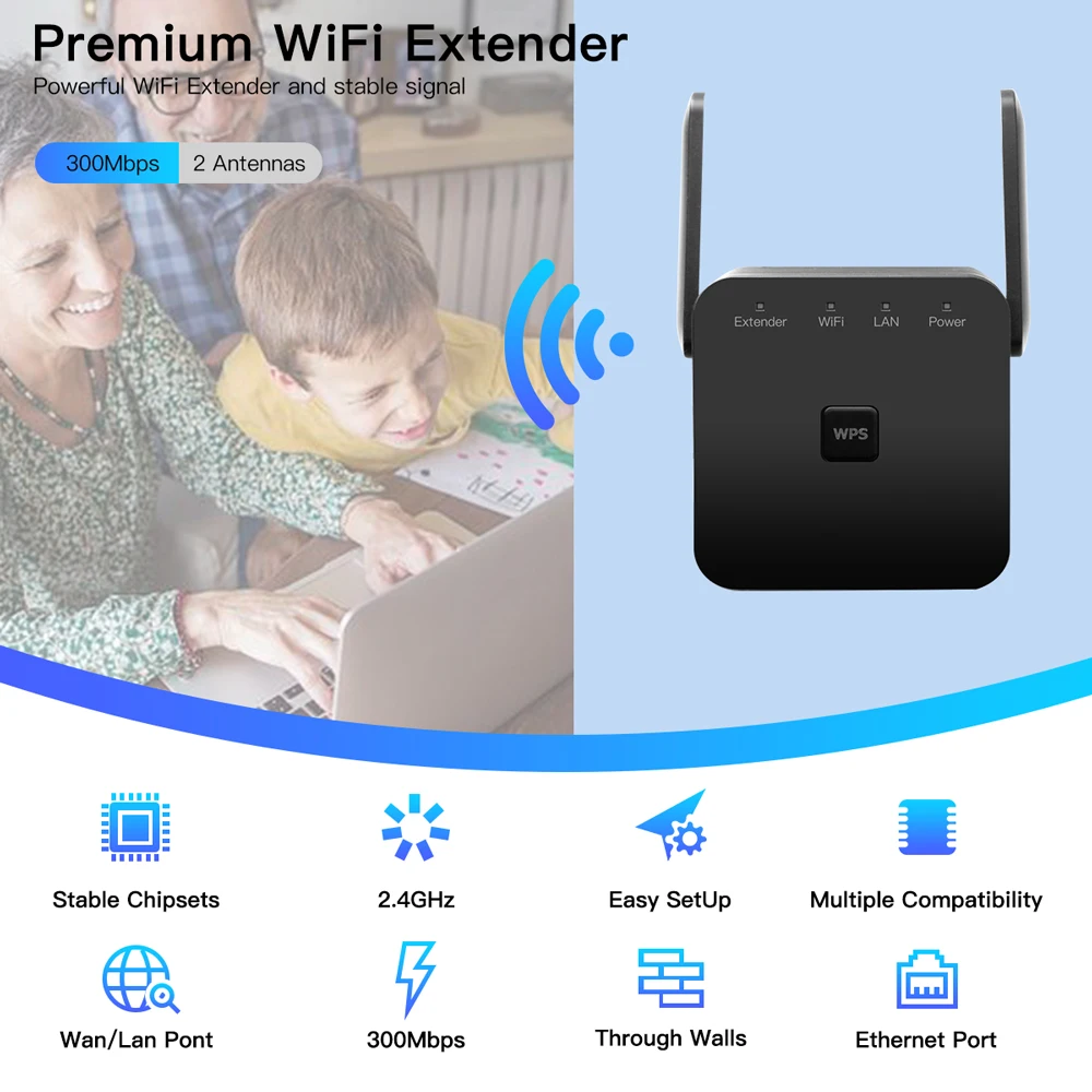 Fenvi 300Mbps Draadloze Wifi Repeater 2.4Ghz Wps Lange Afstand Netwerk Wi-Fi Extender 802.11n Wifi Booster Versterker Access Point