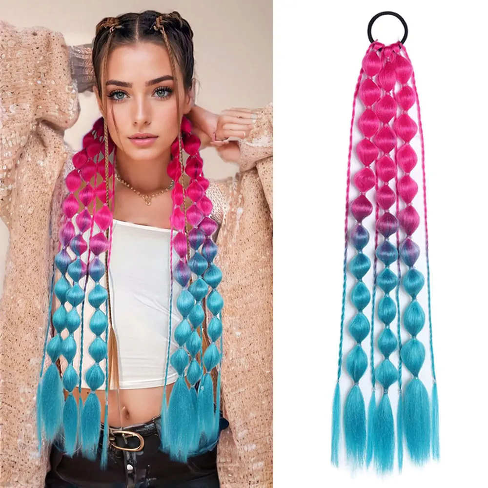 Synthetic Ponytail Extension Colorful Bubble Braid