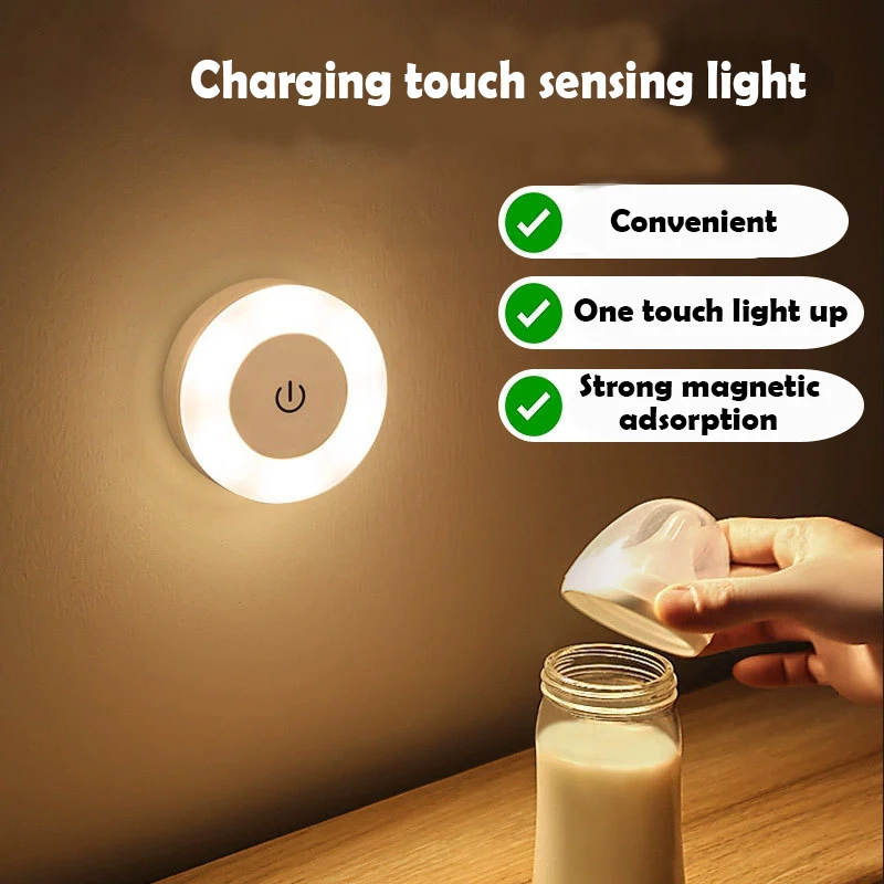 USB Powered LED Night Light para o quarto, Iluminação Roupeiro, Controle de Toque, Cozinha e Geladeira, Luz do armário