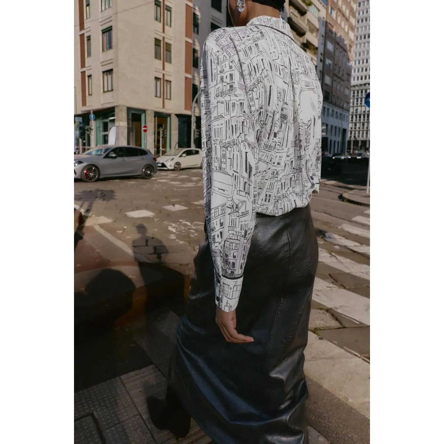 Francese Sle Lungo Sve Stampa irt Taglio dritto da donna V-Ne Chiusura con bottoni Dettaglio Inizio autunno Faion Camicetta casual