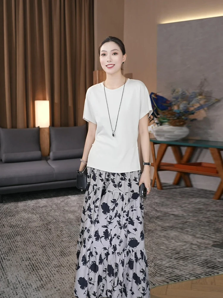 

Модная ретро-юбка с цветочным принтом, на резинке, А-силуэт, женская, с завышенной талией, стройнящая, летняя, новая, повседневная юбка