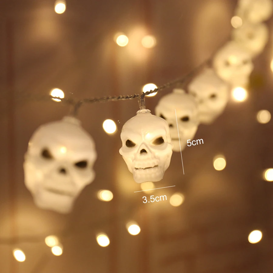 Halloween LED Skull Headlight String Ghost Festival Easter Party Atmosphere Decorative Light