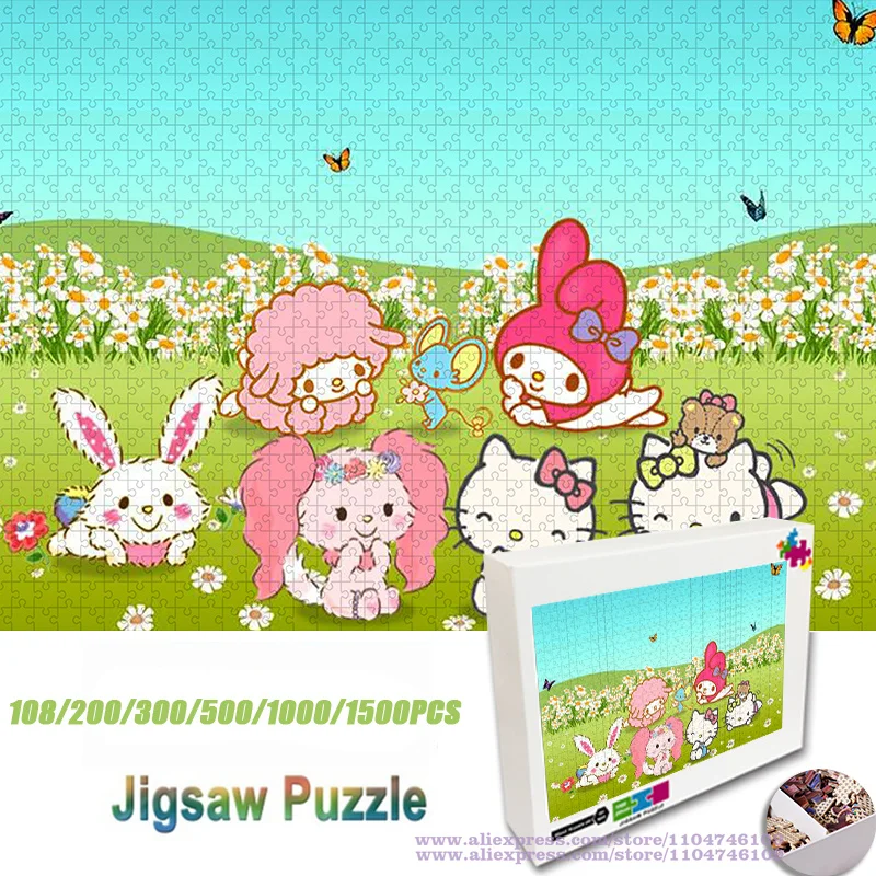 

Sanrio Characters Collection Puzzle Jigsaw Cartoon Hello Kitty My Melody 108/200/300/500/1000/1500Pcs Intelligence Puzzles