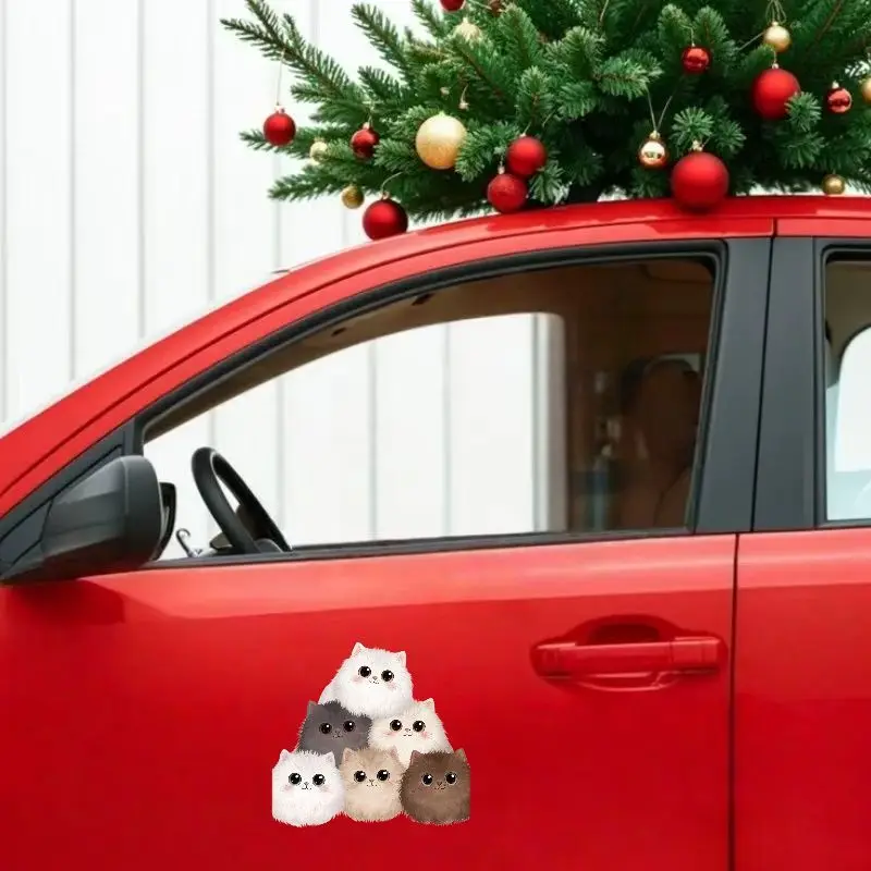 Cute Fluffy Kittens Vinyl Decal Set, Self-adhesive Pet Themed Stickers for Car, Motorcycle, Truck, Laptop & Bumper Decor