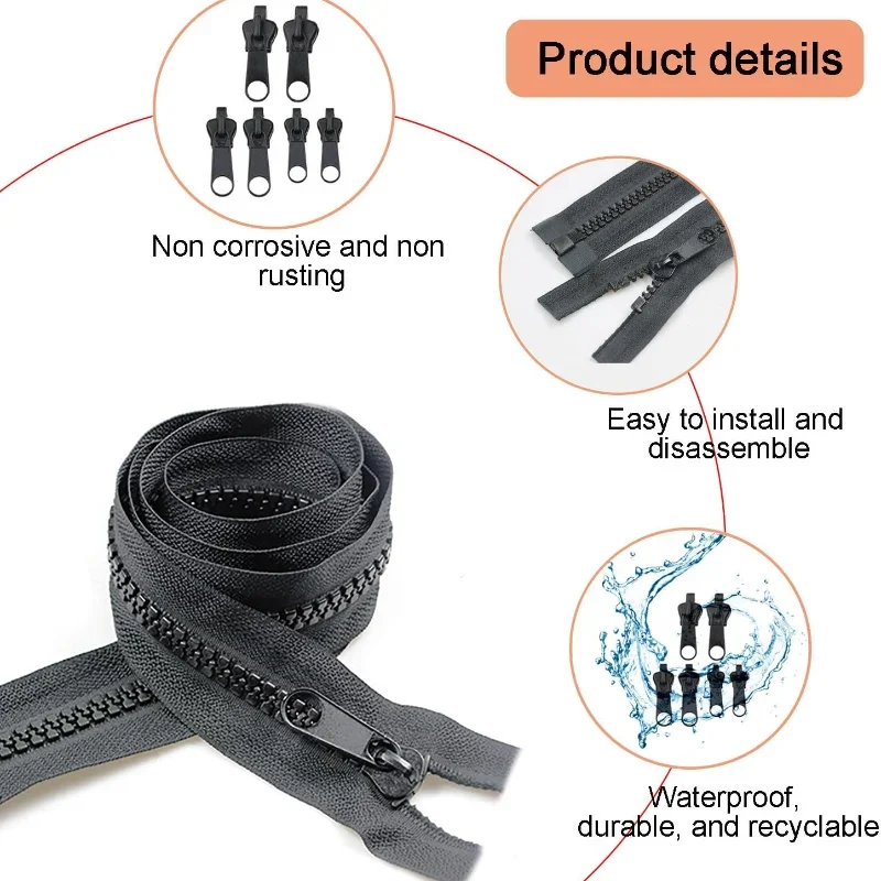 Universal Instant Fix Zipper Repair Kit para Roupas e Bolsas, Slider De Costura, Saco De Roupas, Zíperes, Acessórios De Ferramenta