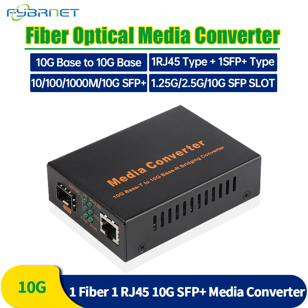 1.25/10G Fiber Optical Media Converter SFP slot Transceiver Ethernet  fast fiber conversor SFP+ Slot Without Power adapter