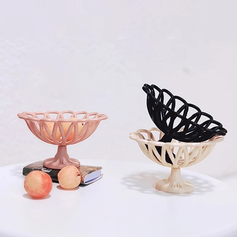 1:12 Dollhouse Miniature Fruit Dish Mini Simulation High Legged Fruit Plate Model Living Room Ornament Micro Scene Decor Toy