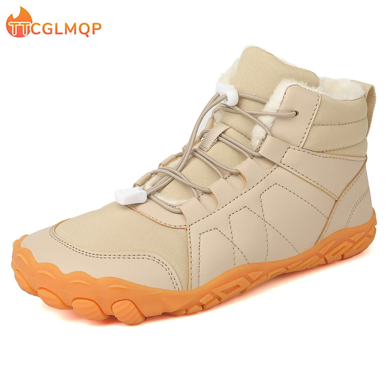 New Men Winter Boots Outdoor Barefoot Boots For Women Ankle Boots Plush Warm Snow Shoes Non-slip Sneakers Plus Size Couple Shoes