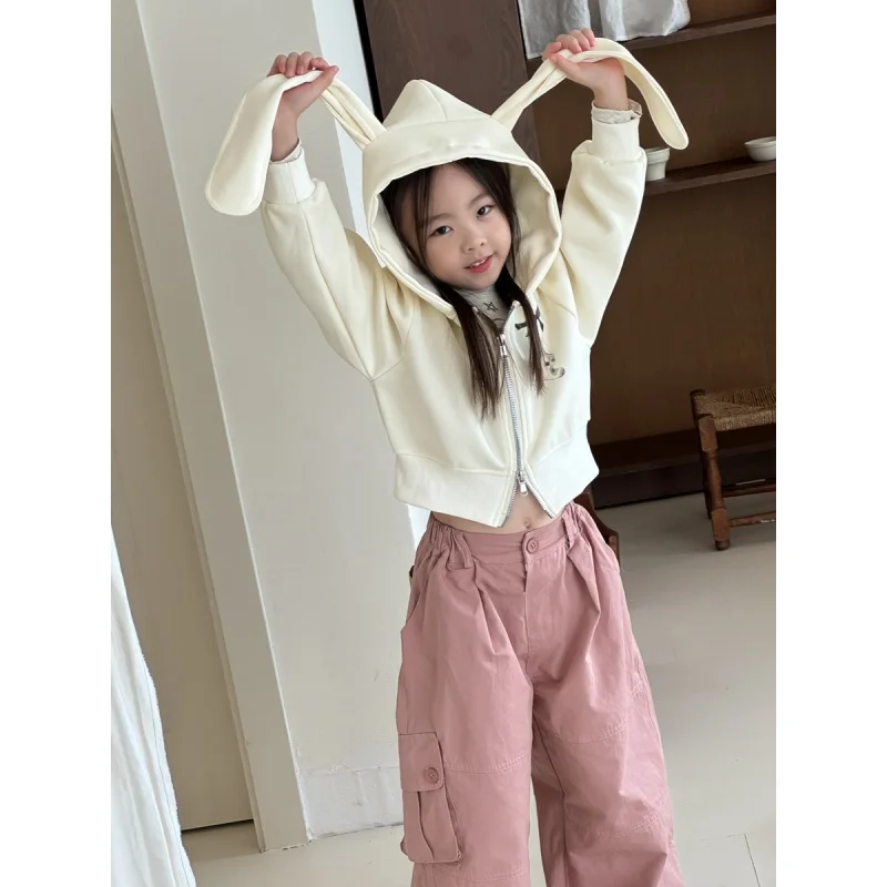 Princess Yoyo Girl Autumn Sweet and Spicy Rabbit Long Ears Hoodie Coat Baby Girl Short Cardigan