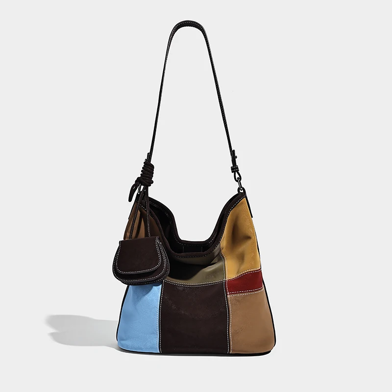 

2025 New Retro Women's Canvas Shoulder Messenger Bag Luxurious Design Patchwork Colorful Fashion Portable Crossbody Small Purse