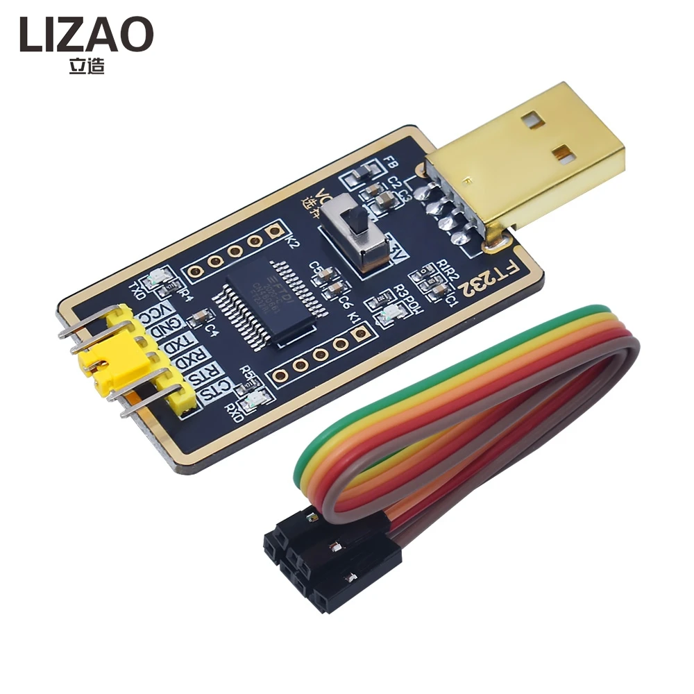 LIZAO FT232RL USB To TTL Converter, FTDI Chip Serial Adapter Module, 3.3V 5.5V Dual Voltage Output for Arduino Program Upload