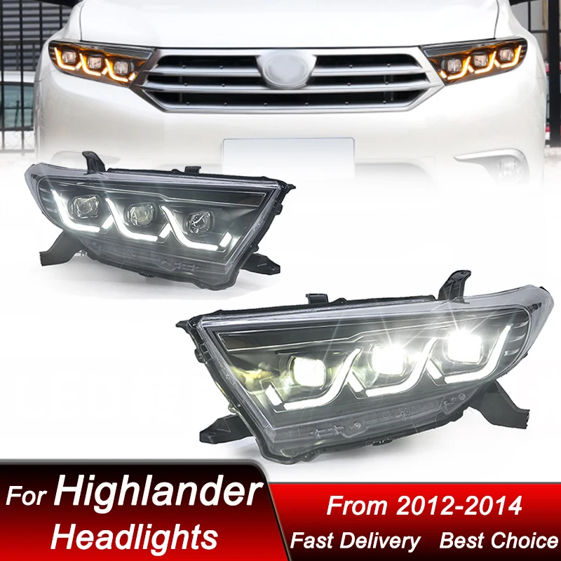 Car Headlights For Toyota Highlander 2012-2014 LED auto Headlamp Assembly Upgrade High Configure Projector Lens Accessories Kit