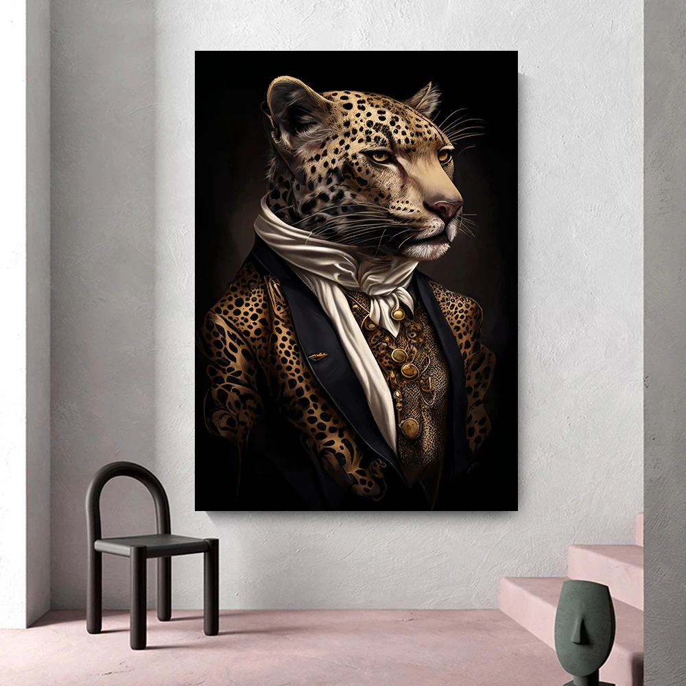 Aristocrat Animals Zebra Fox Tiger Eagle Sheep Panther Portrait Poster Canvas Printing Vintage Wall Art Decor Wall Art Decor