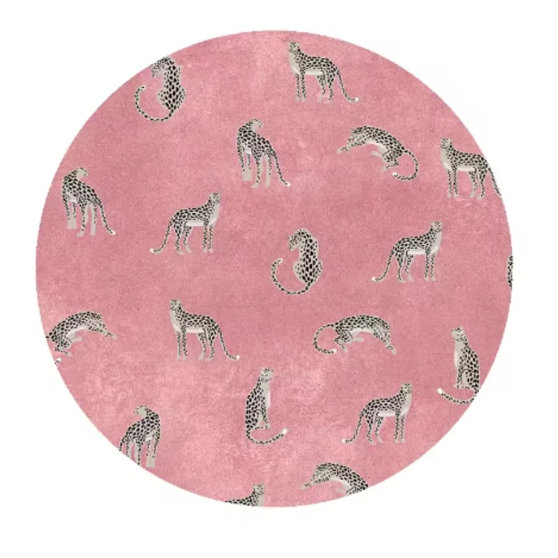 Round Carpet Leopard Tiger Pattern Bedroom Living Room Non Slip Mat Home Wear Resistant and Stainproof Rug Home Decoration
