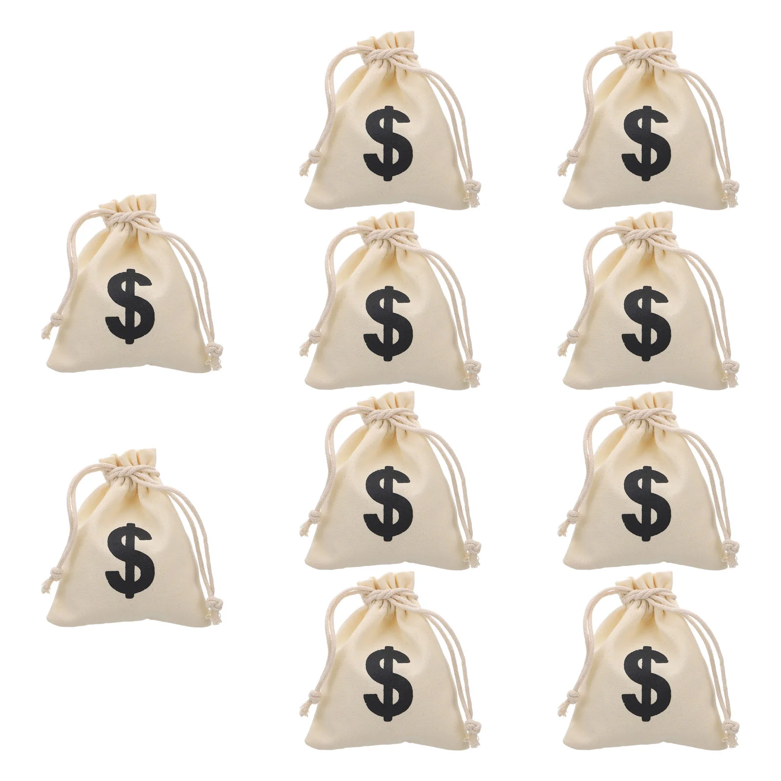 12 Pcs Money Bag Dollar Sign Cloth Practical Coin Drawstring Beige Party Favors