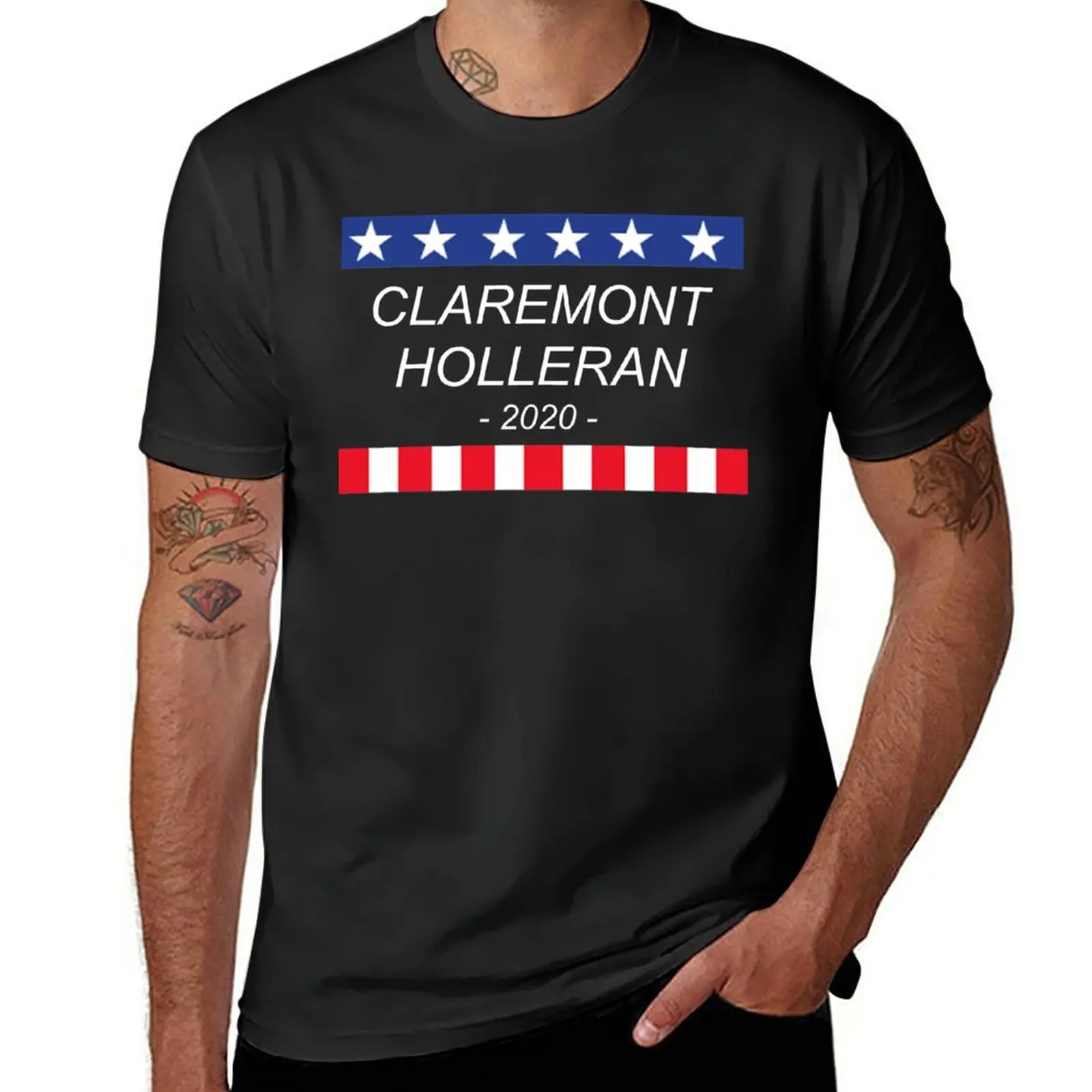 

New (BLACK) CLAREMONT HOLLERAN 2020, RED WHITE AND ROYAL BLUE T-Shirt summer clothes summer top men clothings