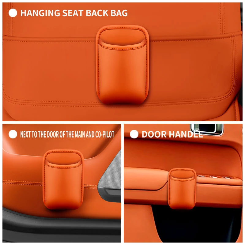 New Leather Water Cup Storage Box By The Car Door And Multi-functional Beverage And Garbage Storage Box On The Back Of The Seat