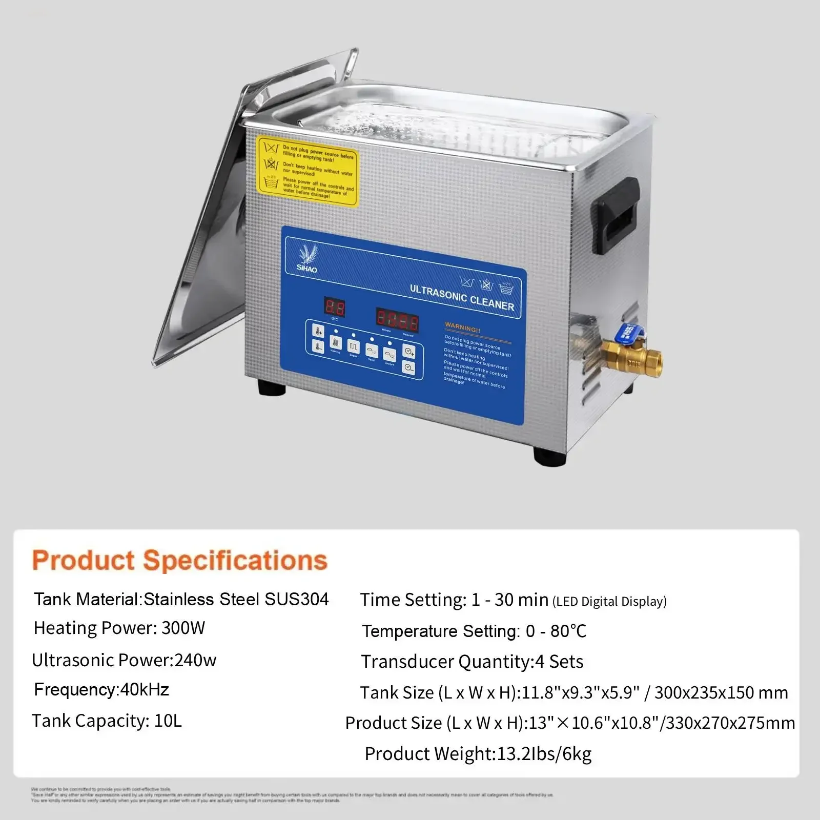 Ultrasone reiniger voor thuis 1.3L-30L draagbare multifunctionele echografiemachine voor veelzijdige en efficiënte reiniging van huishoudelijke apparaten