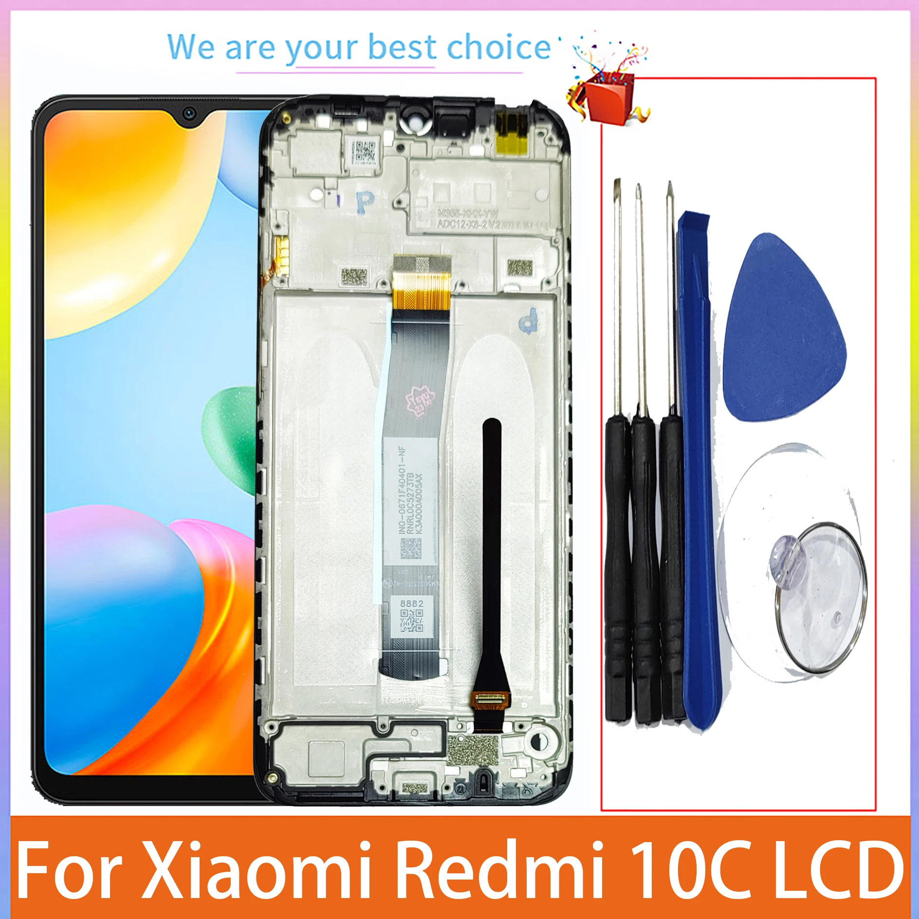 Para pantalla LCD Xiaomi Redmi 10C con pantalla táctil de marco 220333 QAG 220333 QBI QBI 220333 QNY 220333 Piezas de repuesto del panel QL