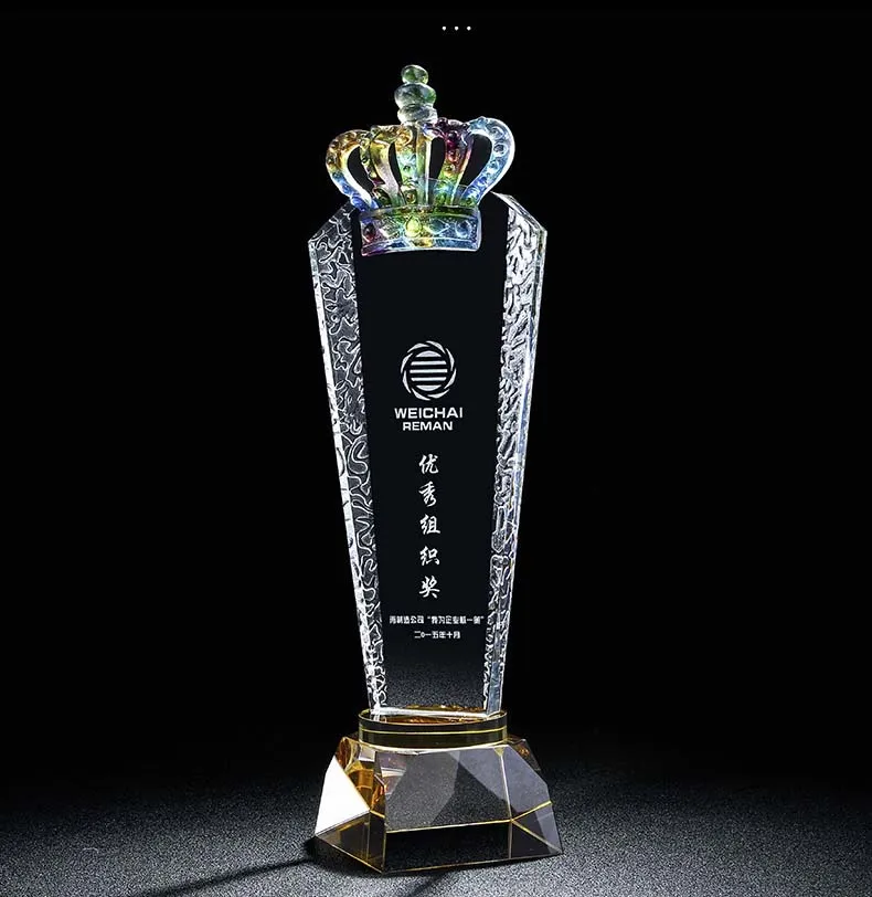 Customize Custom Business gift -30CM TOP COOL Home office ROOM Mascot Match Champion Crown crystal art statue Trophy