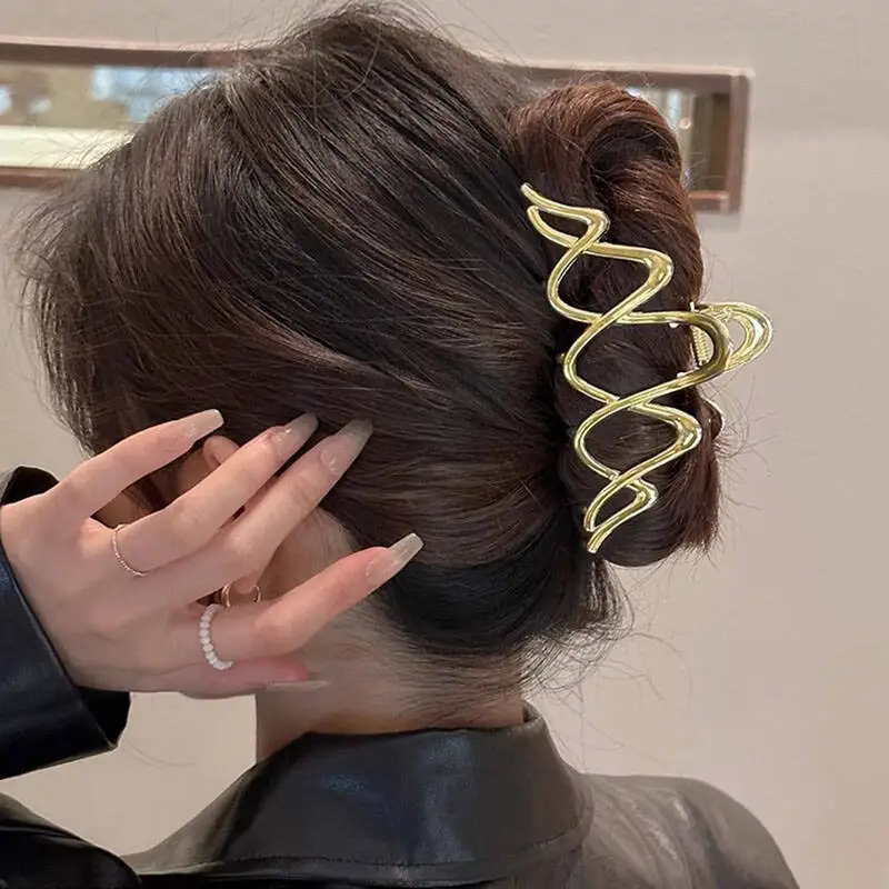 女性シルバーゴールドカラー不規則なヘアピンパンク金属髪爪クリップバレッタガールヘアアクセサリーポニーテールヘアクリップ帽子