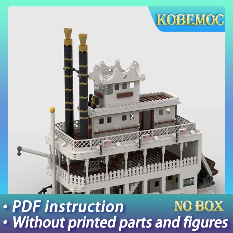 

Moc Building Blocks Ship Series Western Paddle Steamer Technical Bricks DIY Assembly Construction Toys For Childr Holiday Gifts
