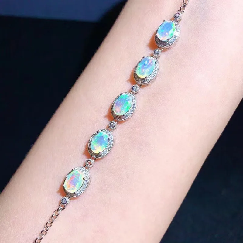 Romantic Water Drop Natural Opal Gemstone Bracelet Natural Gemstone Bracelet S925 Silver Woman Party Gift Jewelry