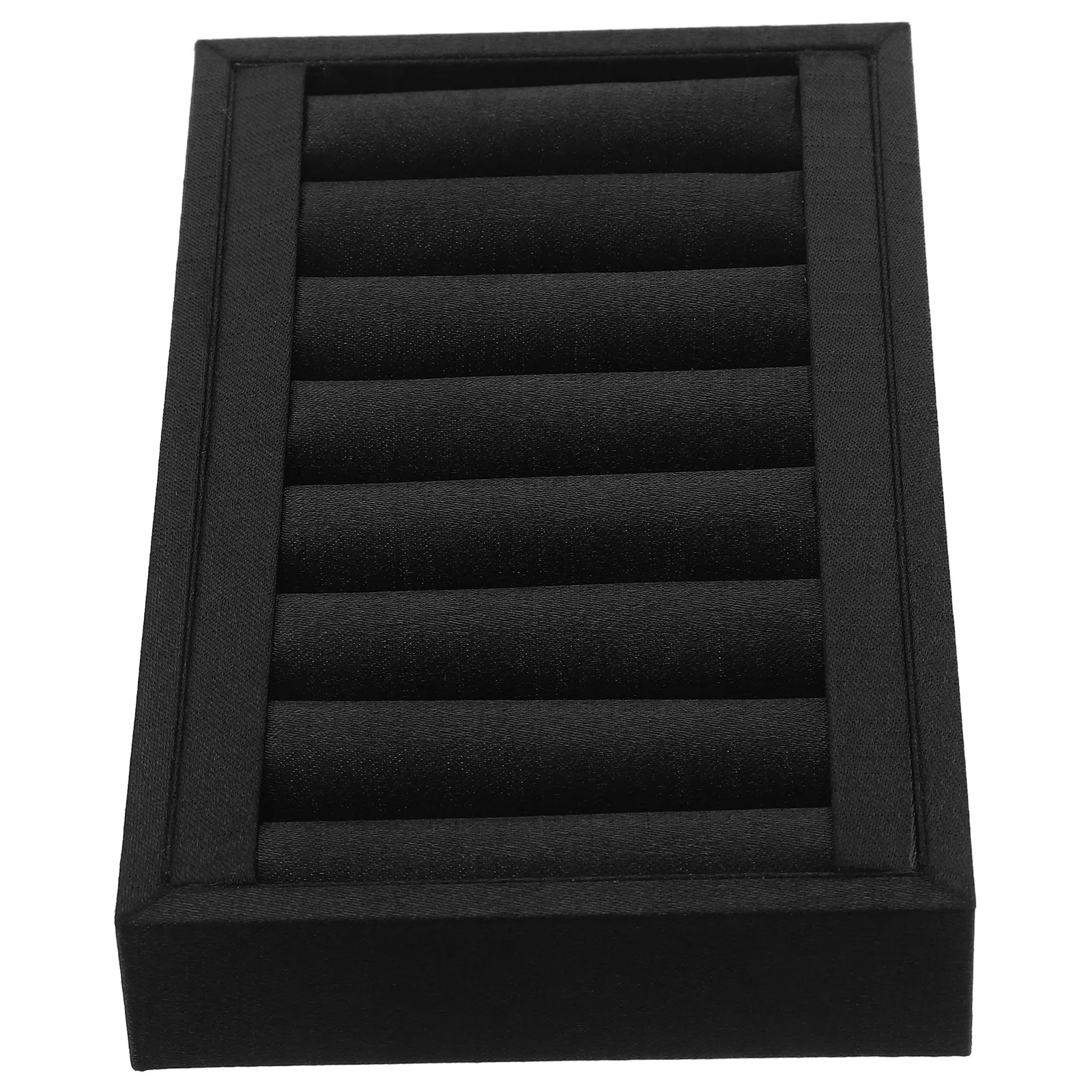 

PU Jewelry Ring Display Tray Slotted Holder for Rings Showcase Organizer Stand Trade Show Retail Or Personal Use Black