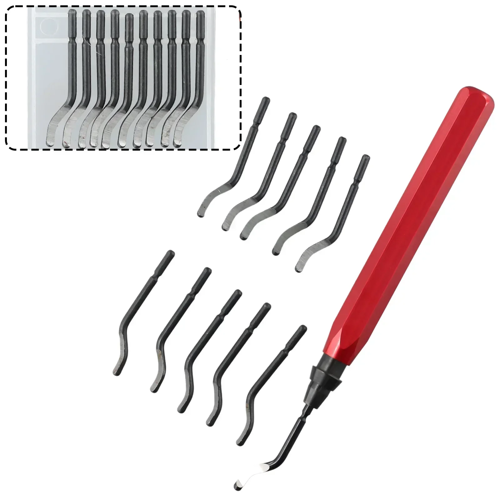 Imagem -04 - Handle Burr Reburring Remover Ferramenta de Corte Rotary Deburr Blade Professional Deburring Tool Kit 10 Pcs Rb1000