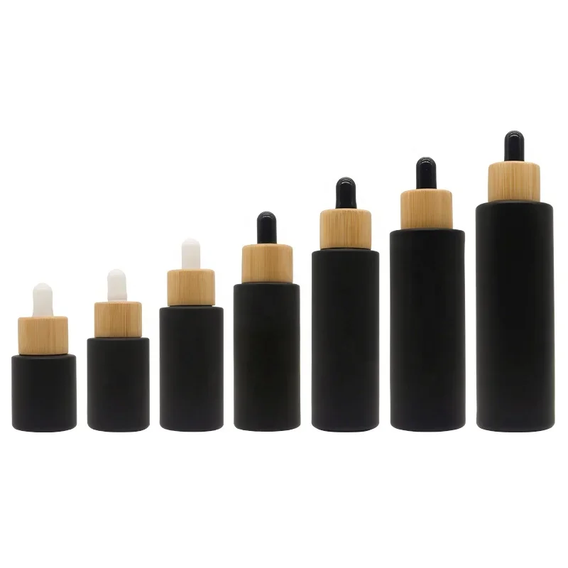 70pcs 120ml Wholesale Glass Cosmetic Packaging Round Dropper Bottle 1oz 30ml Flat Shoulder Essential Oil Bottle Narual Bamboo