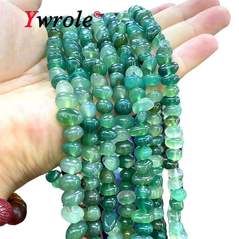 9-12MM Natural Rough Stone Dark Green Agate Loose Spacer Beads for Jewelry Making Diy Earrings Bracelet Charms Accessories