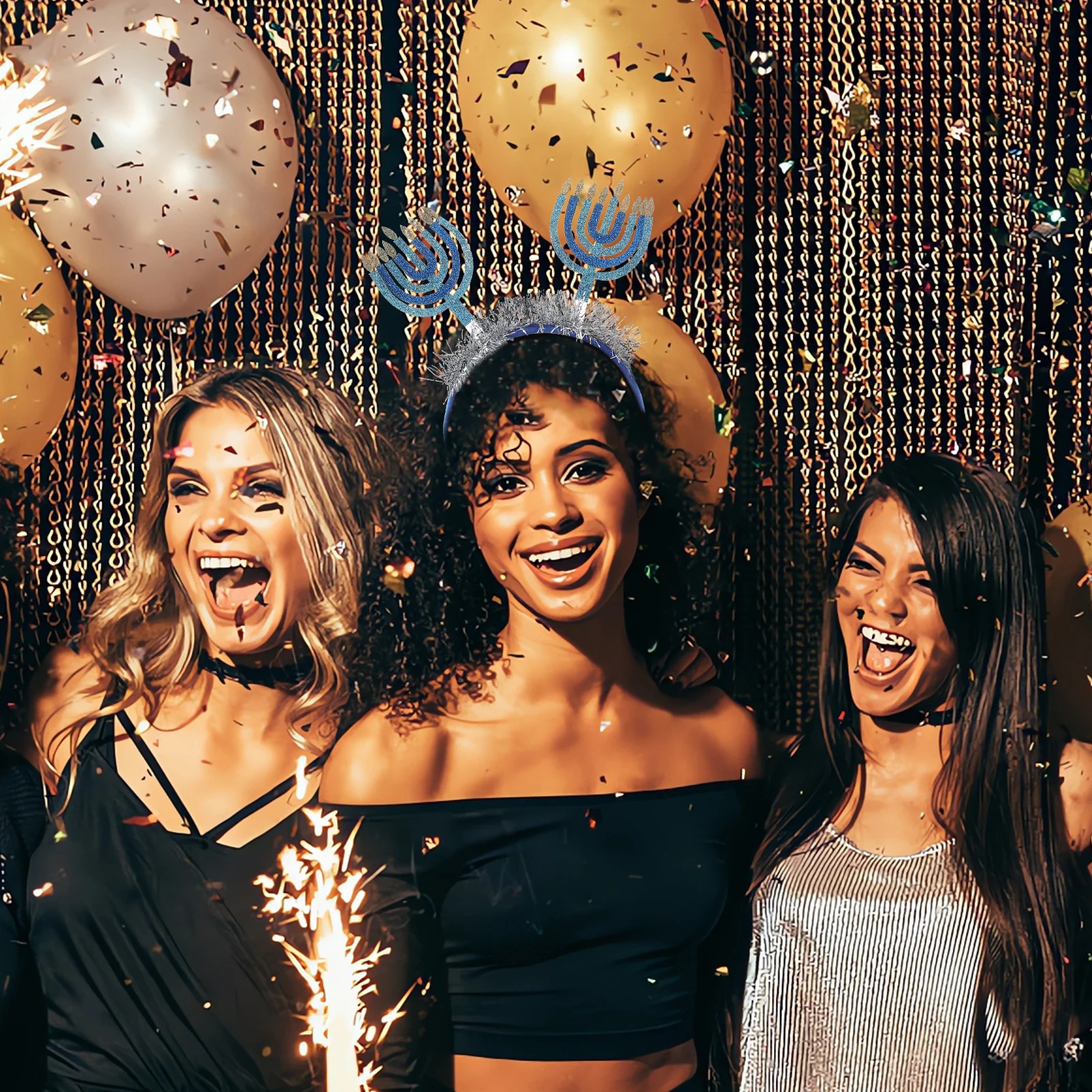 Hanukkah غطاء الرأس ديكور عصابة رأس للحفلات مهرجان عطلة أغطية الرأس الاحتفال كابينة تصوير الدعائم Hanukkah تحت عنوان أغطية الرأس