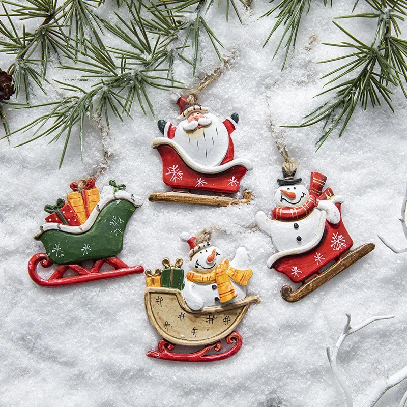 

Angel Snowman Christmas Tree Ornaments Hanging Pendant Resin Metal Crafts 2023 New Year Xmas Decor Home Party Decoration