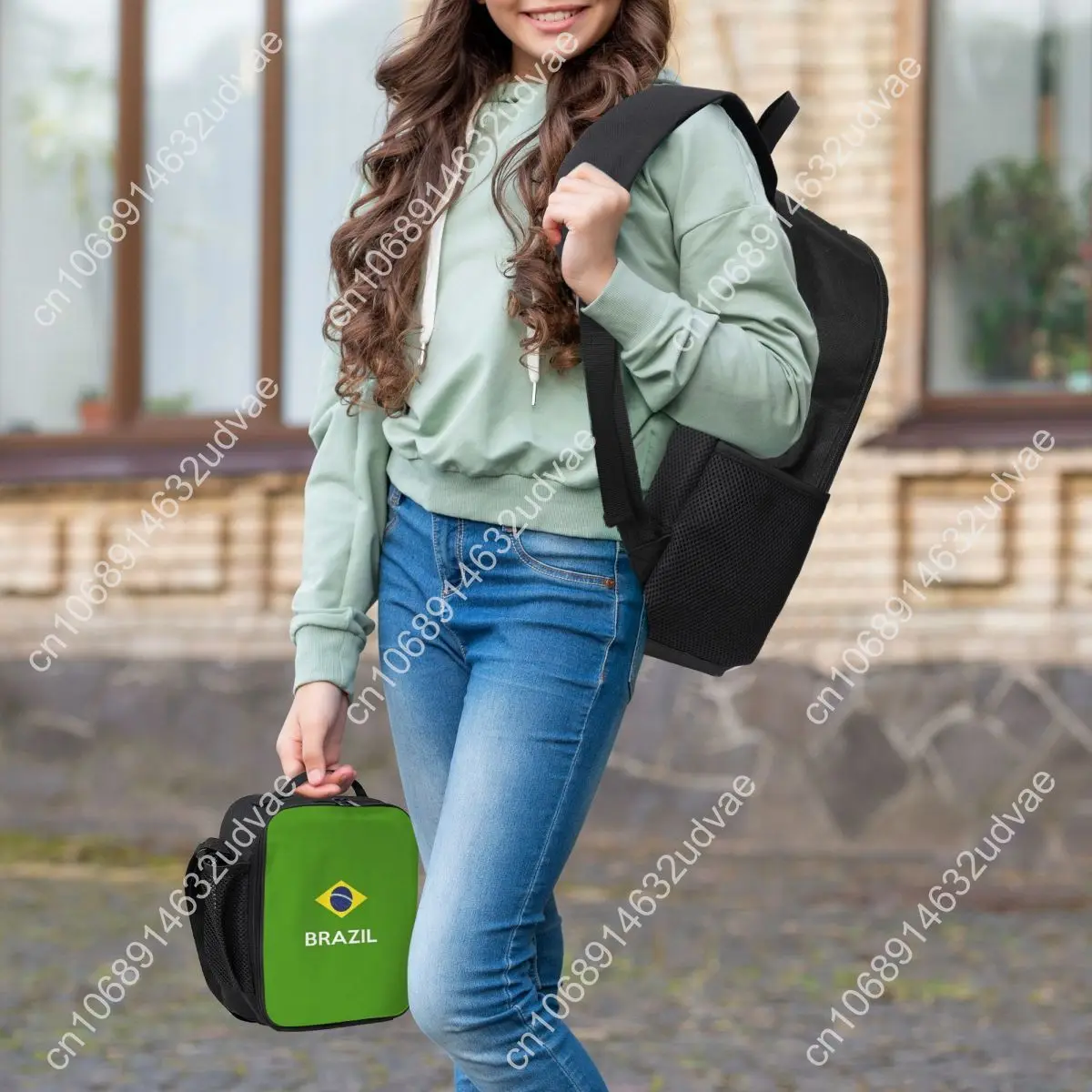 Brazil National Flag (7) Backpack Student Boys Girls BookBag School Bag Laptop Shoulder Bags 3ps Insulated Lunch Bag Pencil Case