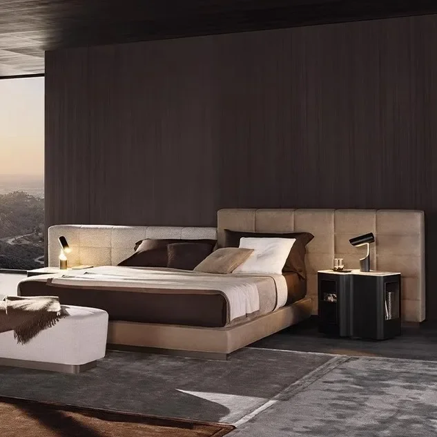 Italian minimalist widescreen bed large flat matte cloth