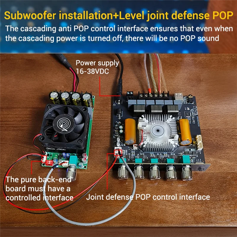 AA08-ZK-AS1 2G 2,1 canales TPA3255 Bluetooth módulo de placa amplificadora de potencia Digital Subwoofer de tono alto y bajo 220WX2 + 350W
