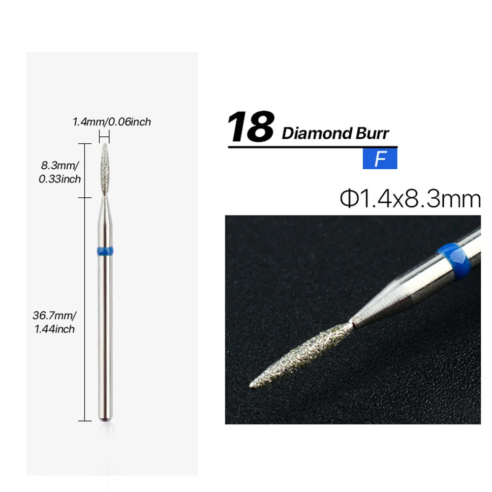 3/32” Diamond Nail Drill Bits for Electric Nail Drill E-file Accessories Nail Sander Cutter for Manicure Cuticle Cleaning Bits