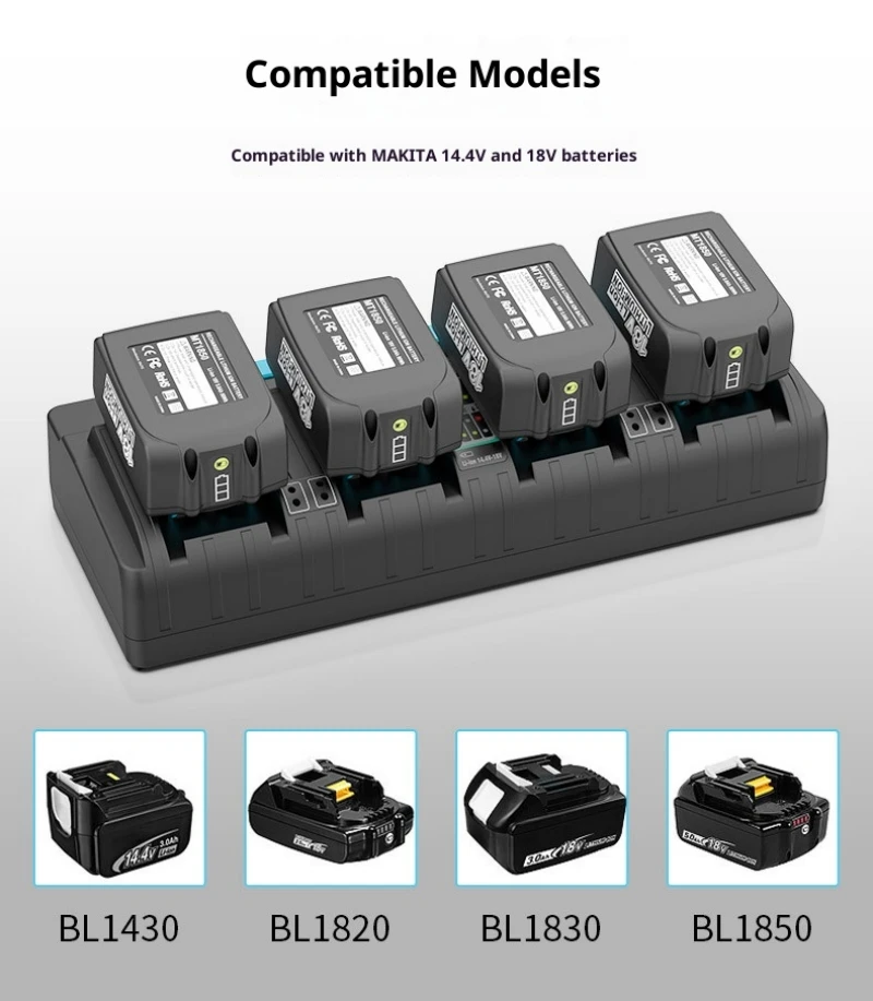14.4-18v 12-20v Lithium Battery Compatible Charger Four Slots Independent 3a Fast Charging 디월트 충전기 디월트 배터리 충전기
