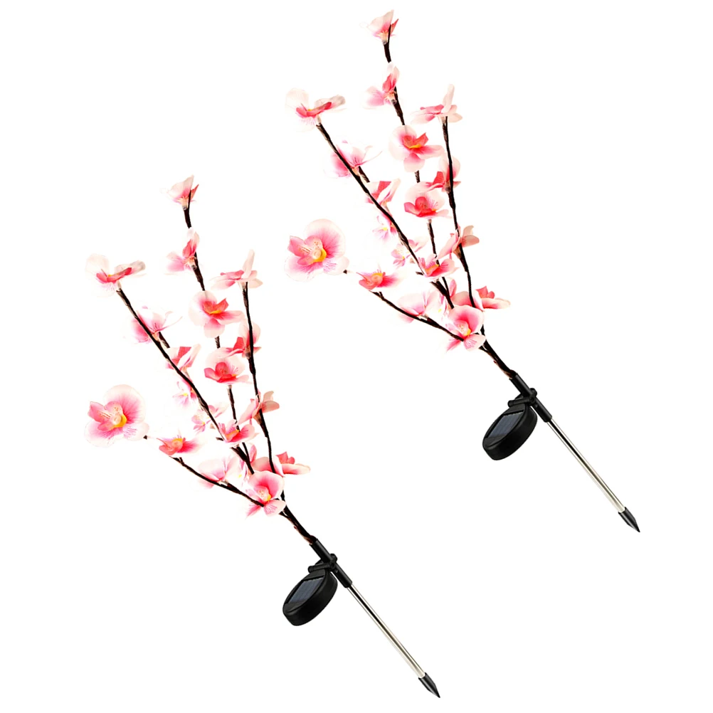 

2pcs Solar Garden Lights Orchid Shape Durable Outdoor Flower Landscape Yard Lawn Courtyard Park Decoration Ground Plug Light