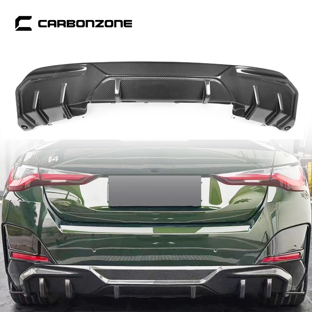 Real Carbon Fiber Rear Bumper Diffuser Lip Car Trunk Bumper Spoiler for BMW I4 Automobile Accessories