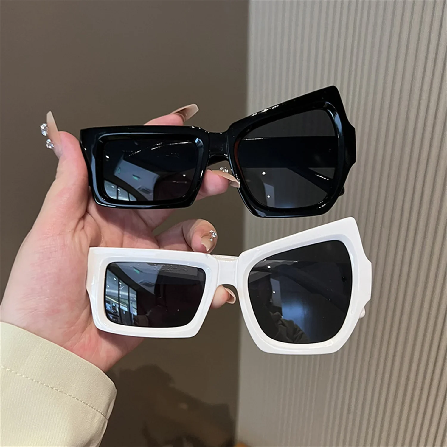 Fashion Irregular Square Sunglasses Funny Party Asymmetrical Sun Glasses Men Brand Designer Personality Black Sunglasses