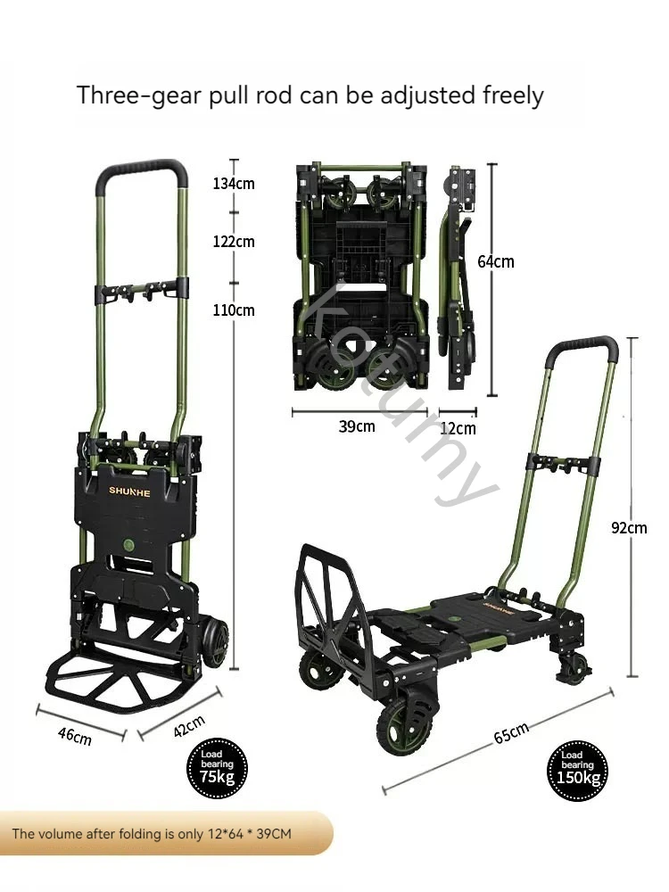 Multifunctional Folding Trolley Large Capacity Camping Wagon Trolley  Portable Handcart Handle Picnic Cart