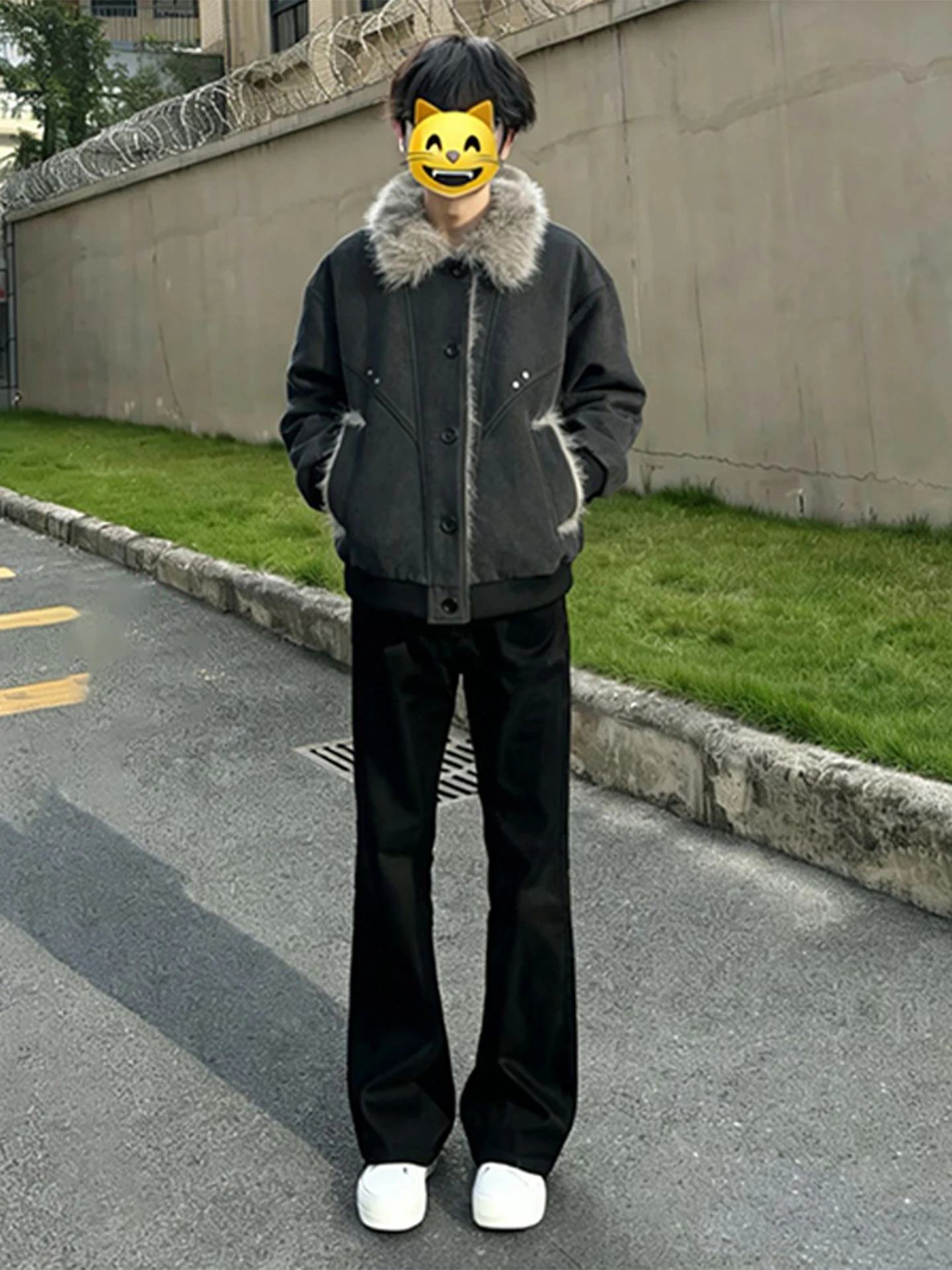 

Мужские зимние джинсы Bla Fce с начесом, прямого кроя, с высокой талией, в американском уличном стиле, удлиненные, прямые брюки Cleanfit