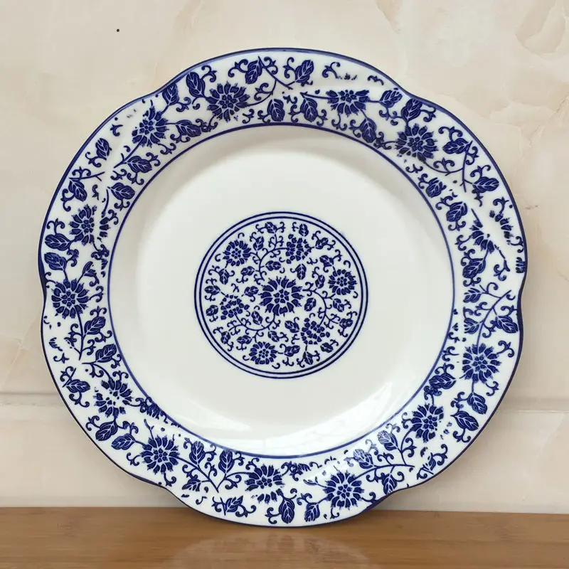 

Underglaze color Blue and white porcelain salad dish cold stir fry hotel ceramic