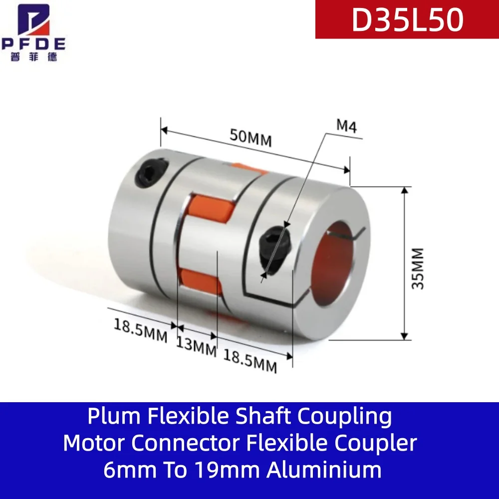 D35L50  servo Motor Couplers Flexible Star Spider Plum Elastic Shaft Coupling With Dia 6mm to 19mm for engraving machine