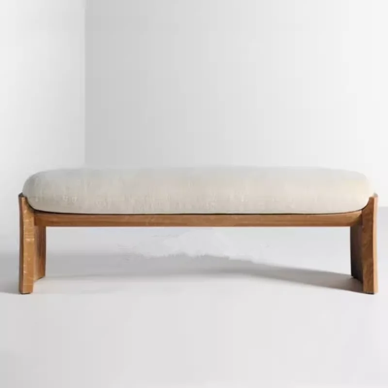 Solid wood fabric bench living room sofa stool bedroom bedside stool cloakroom shoe changing