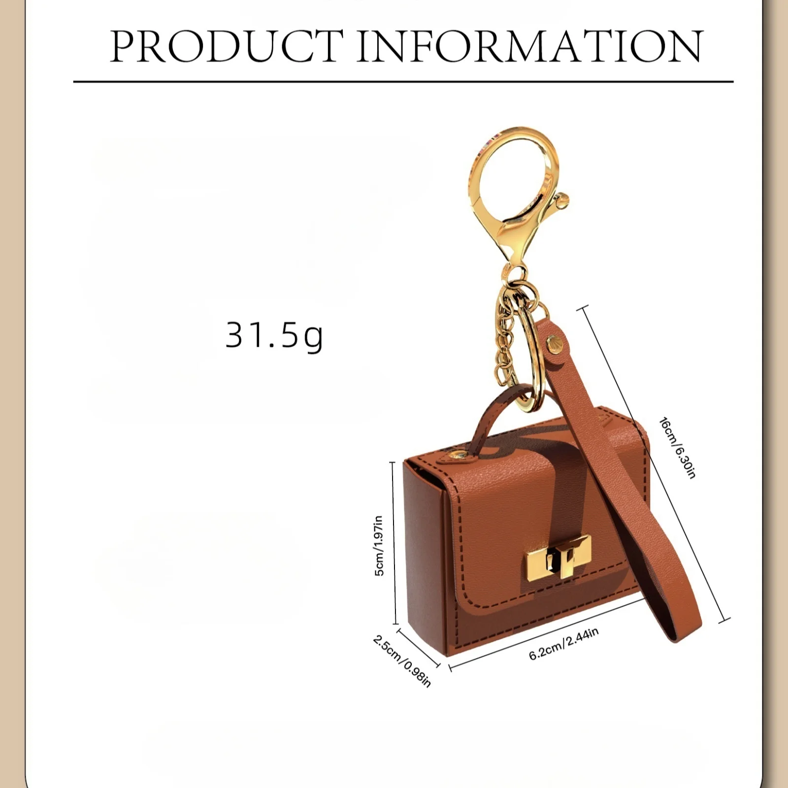

1pc PU Leather Mini Bag Keychain, Fashion Coin Purse with Gold Hardware - Small Wallet for Keys Coins, Pink Black Blue