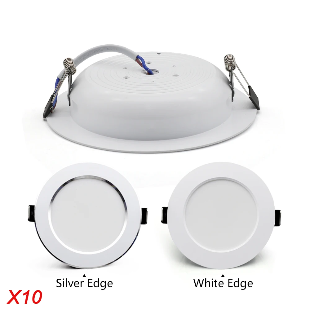 

10 шт. светодиодный потолочный светильник переменного тока 220 В 7 Вт 9 Вт 12 Вт 15 Вт 18 Вт встраиваемый круглый потолочный светильник для спальни, в помещении, для гостиной, прожектор