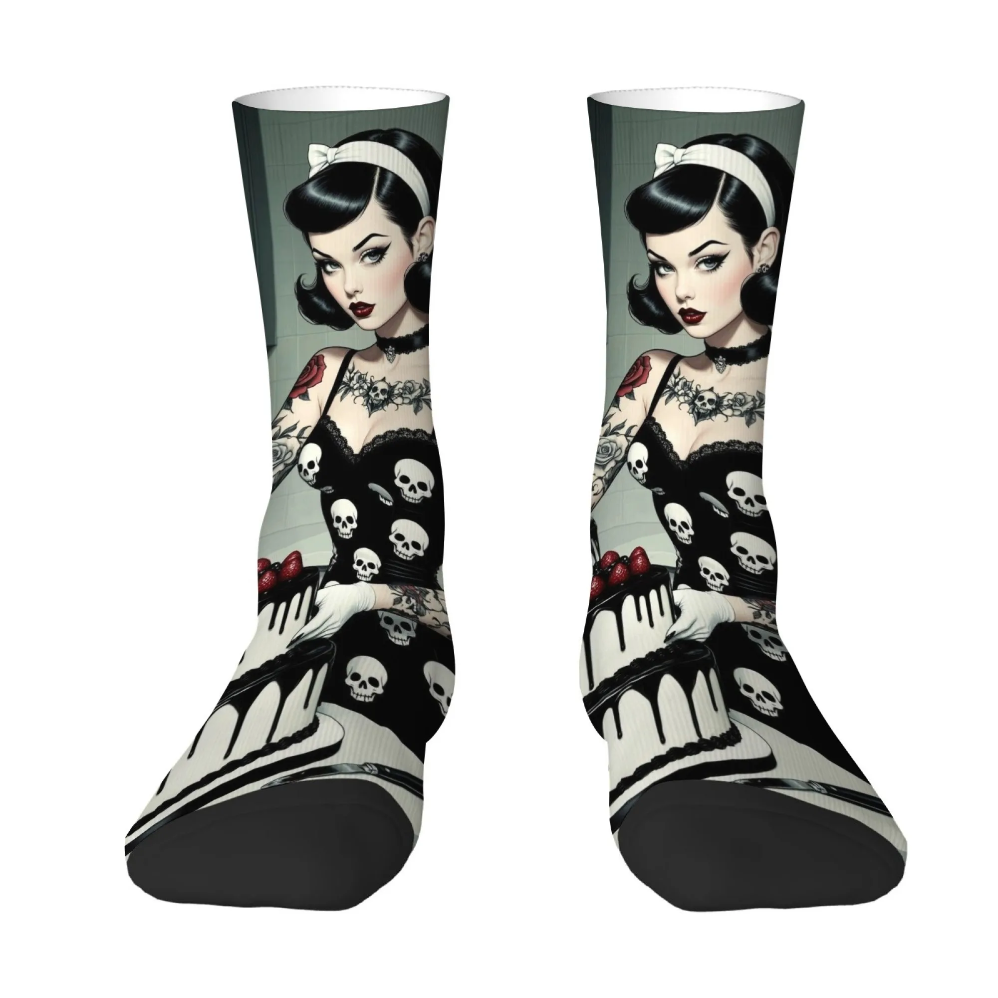 Dark Sweet Gothic Girl Street Hip-Hop Socks Harajuku Retro Style Casual Fashion Men's Socks Novelty Funny Happy Socks Party Gift