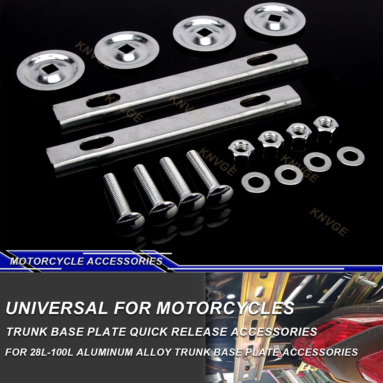 

Universal Motorcycle 28L-100L Tail Top Box Trunk Luggage Case Screw Spacers Bolts Set Bottom Base Plate Mounting Bracket Hook